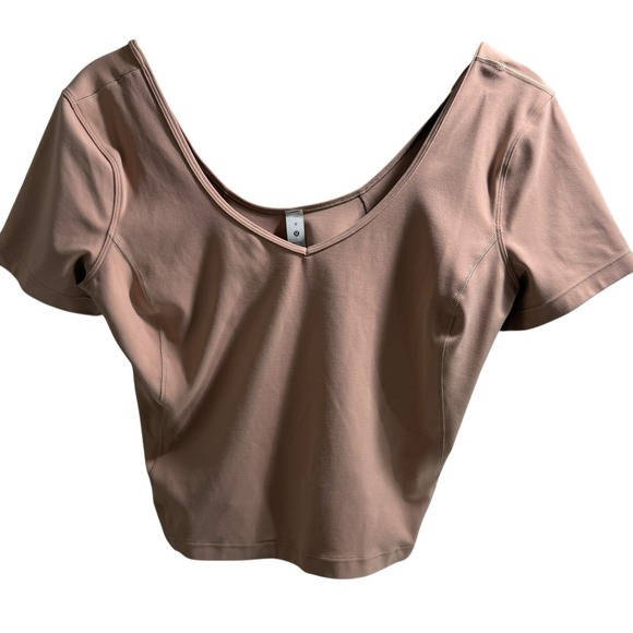 Lululemon Align TAN Crop Top T-shirt size 8 NULU - Picture 1 of 10